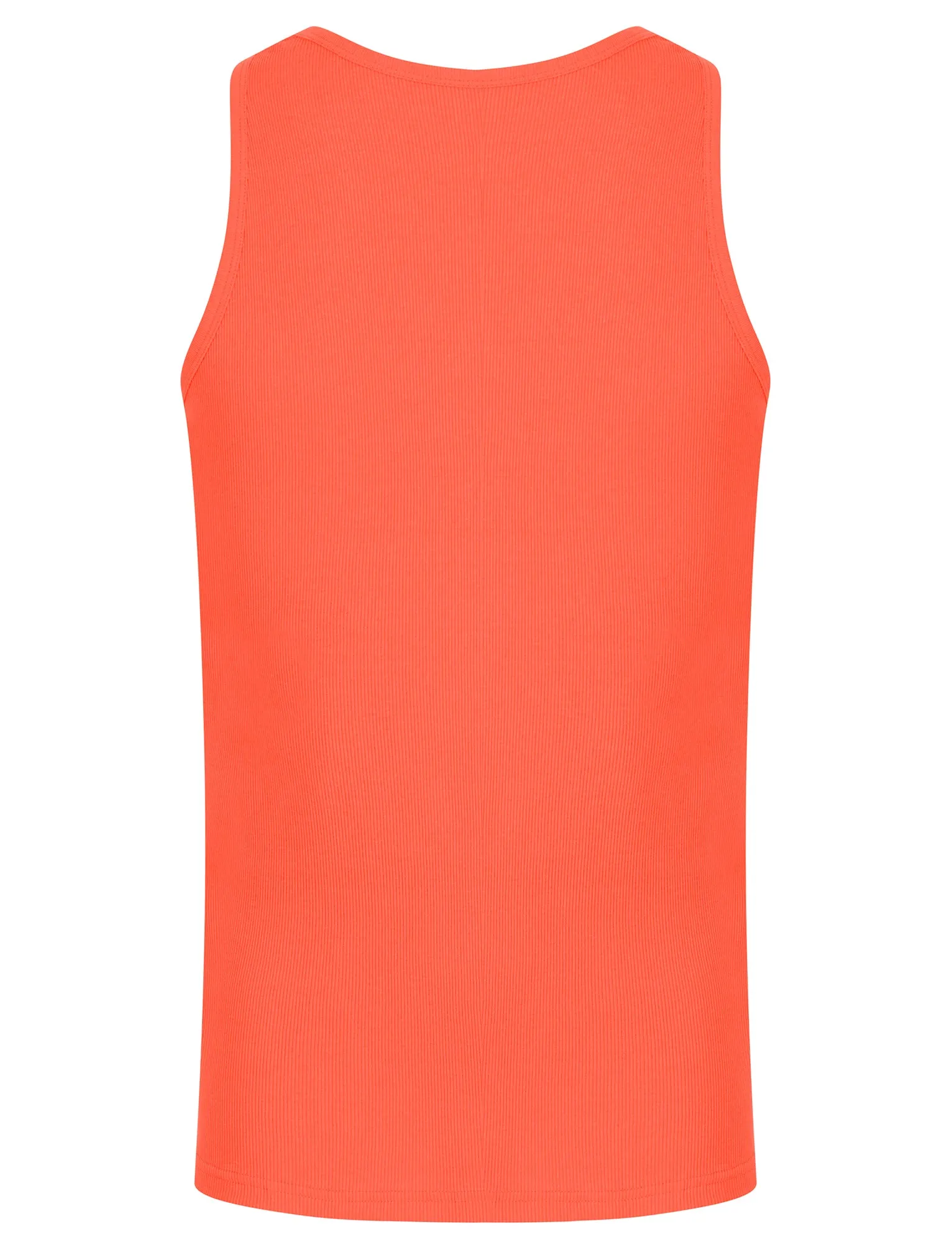 Calvin Cotton Ribbed Plain Vest Top in Hot Coral - South Shore