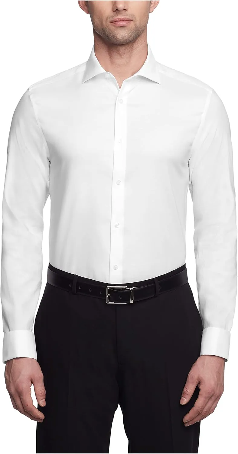 Calvin Klein Men's Dress Shirt Slim Fit Non Iron Stretch Solid French Cuff