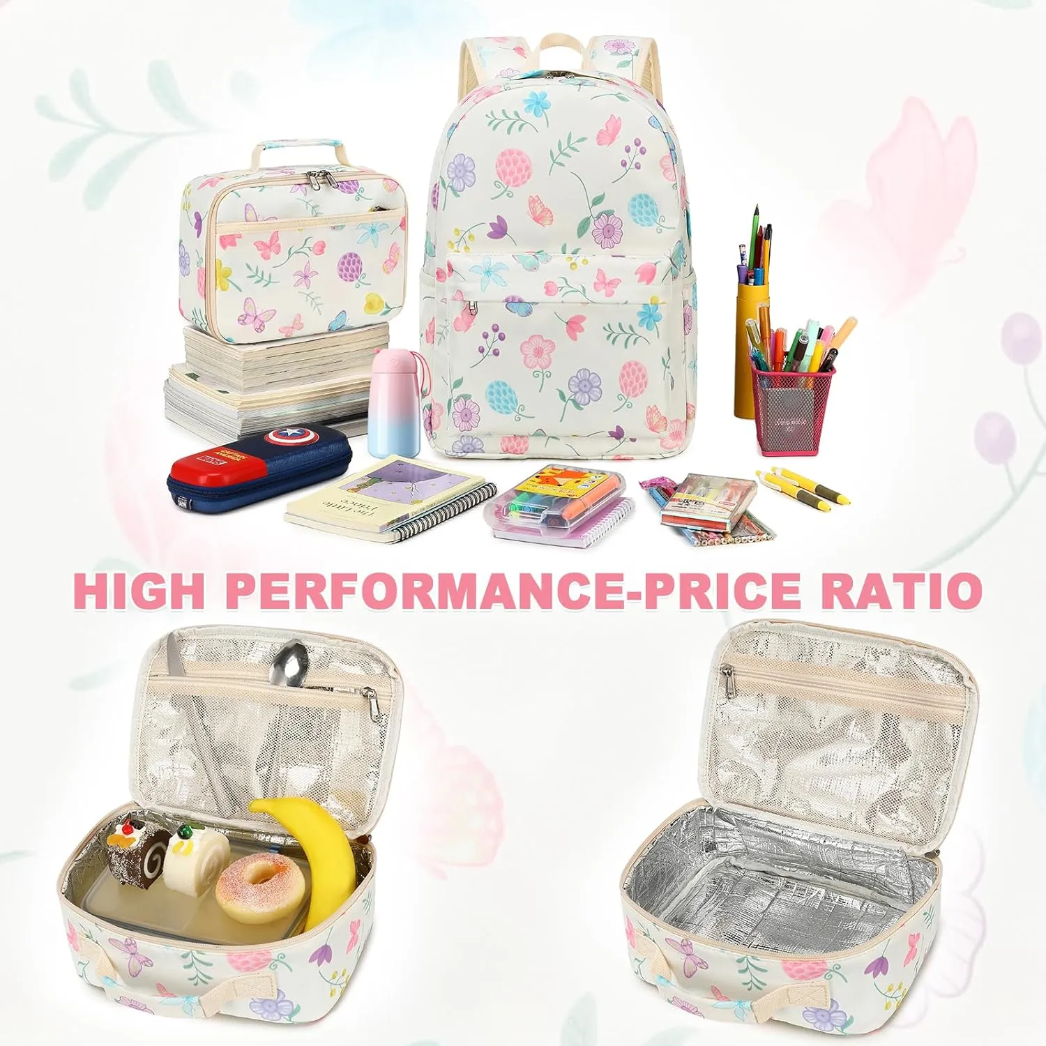 CAMTOP Backpack for Girls Boys Kids School Backpack with Lunch Box Preschool Kindergarten BookBag Set