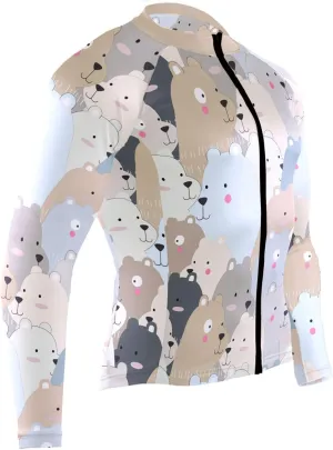 Cartoon Bear Men's Cycling Jersey Moisture Wicking and Breathable Quick Dry with 3 Rear Pockets