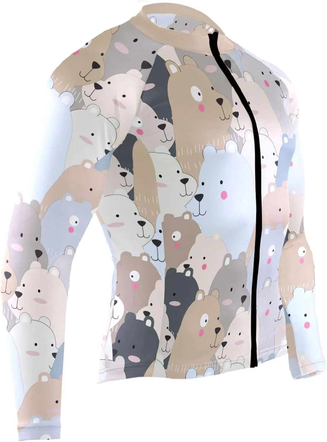 Cartoon Bear Men's Cycling Jersey Moisture Wicking and Breathable Quick Dry with 3 Rear Pockets