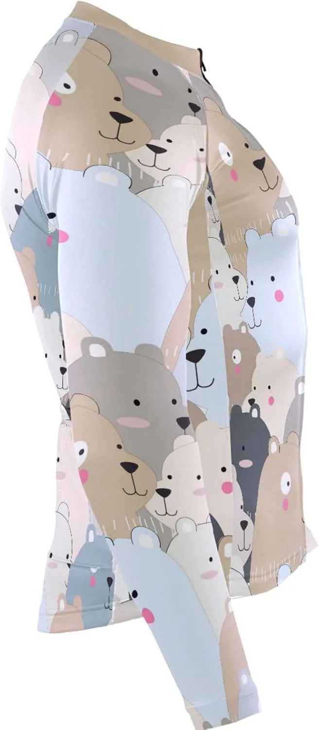 Cartoon Bear Men's Cycling Jersey Moisture Wicking and Breathable Quick Dry with 3 Rear Pockets