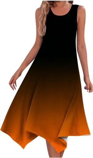 Ceboyel Womens 2024 Casual Summer Sundresses Flowy Sleeveless Tank Dresses Handkerchief Hem Dress Beach Vacation Outfits