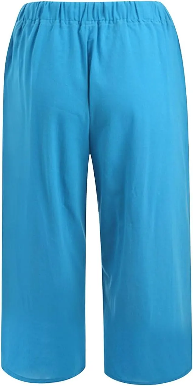 Ceboyel Womens Capris Casual Summer 2023 Yoga Cropped Pants High Waist 3/4 Length Causal Lounge Trousers Boho Beach Outfits
