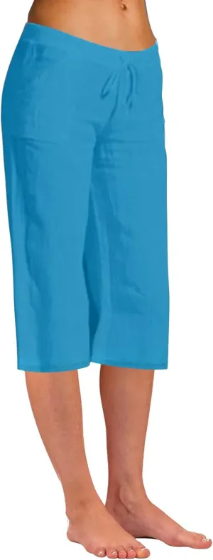 Ceboyel Womens Capris Casual Summer 2023 Yoga Cropped Pants High Waist 3/4 Length Causal Lounge Trousers Boho Beach Outfits