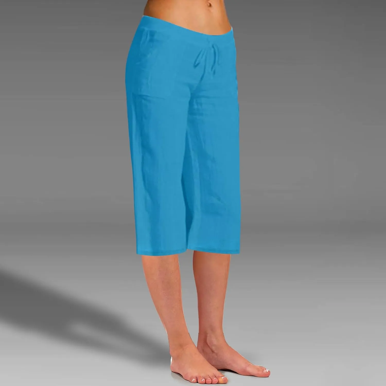 Ceboyel Womens Capris Casual Summer 2023 Yoga Cropped Pants High Waist 3/4 Length Causal Lounge Trousers Boho Beach Outfits