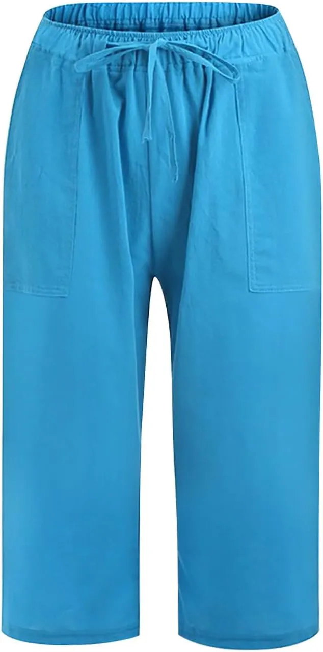 Ceboyel Womens Capris Casual Summer 2023 Yoga Cropped Pants High Waist 3/4 Length Causal Lounge Trousers Boho Beach Outfits
