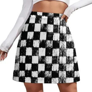Checkerboard Grid Short Skirt Athletic Skorts Women Golf Skirts Mini Skirt Breathable High Waist Workout Sport Skort