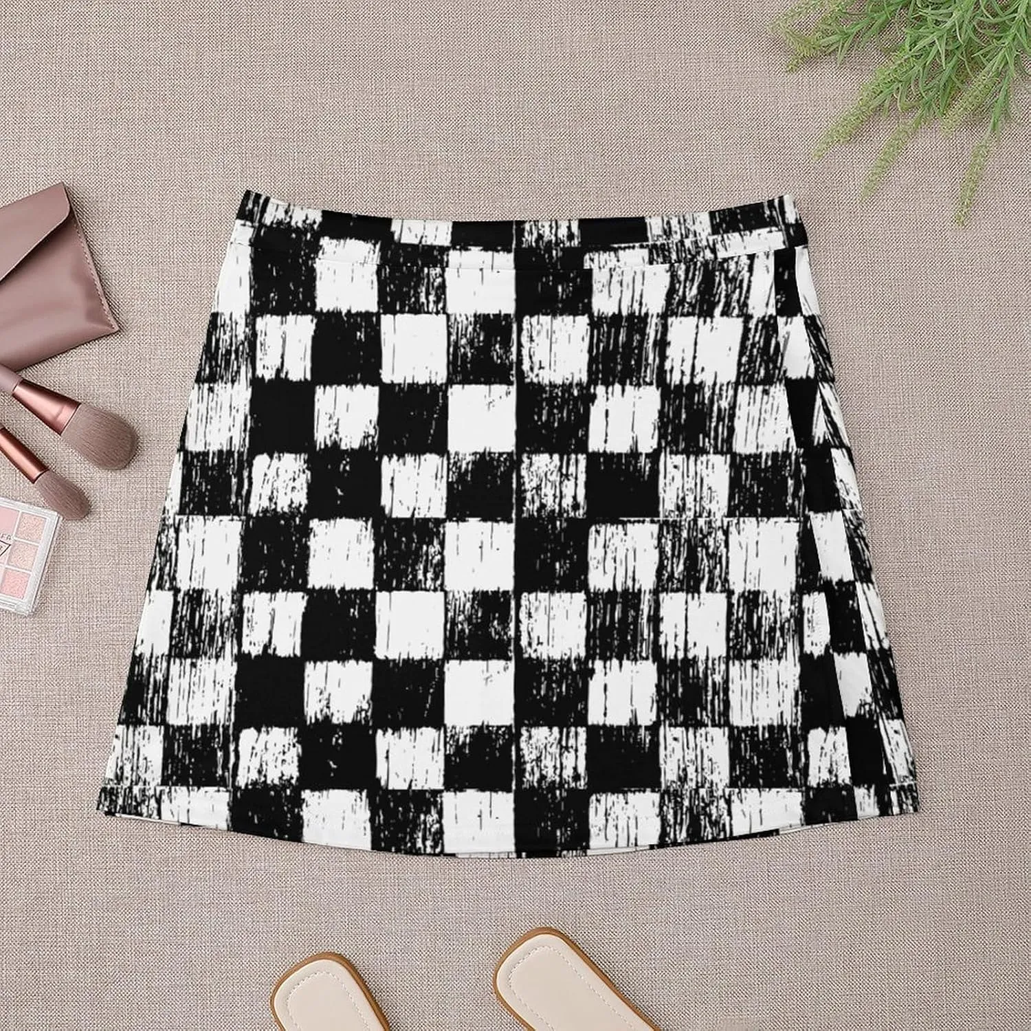Checkerboard Grid Short Skirt Athletic Skorts Women Golf Skirts Mini Skirt Breathable High Waist Workout Sport Skort