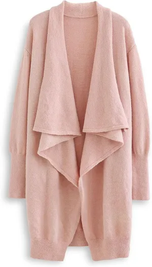 CHICWISH Women's Open Front Waterfall Longline Knit Cardigan Coatigan Light Jacket