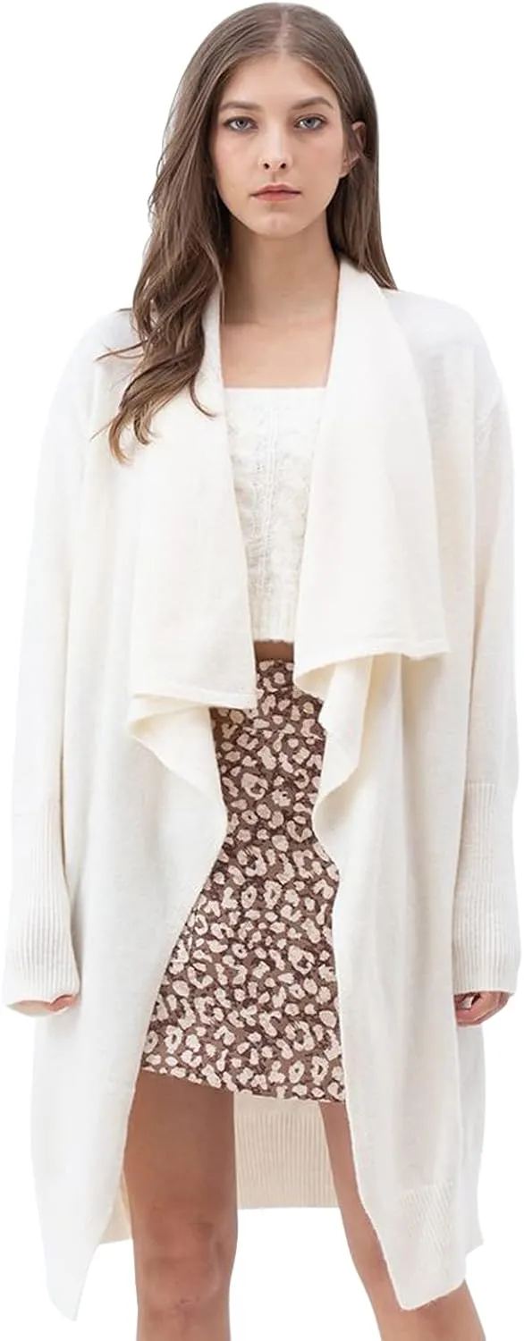 CHICWISH Women's Open Front Waterfall Longline Knit Cardigan Coatigan Light Jacket