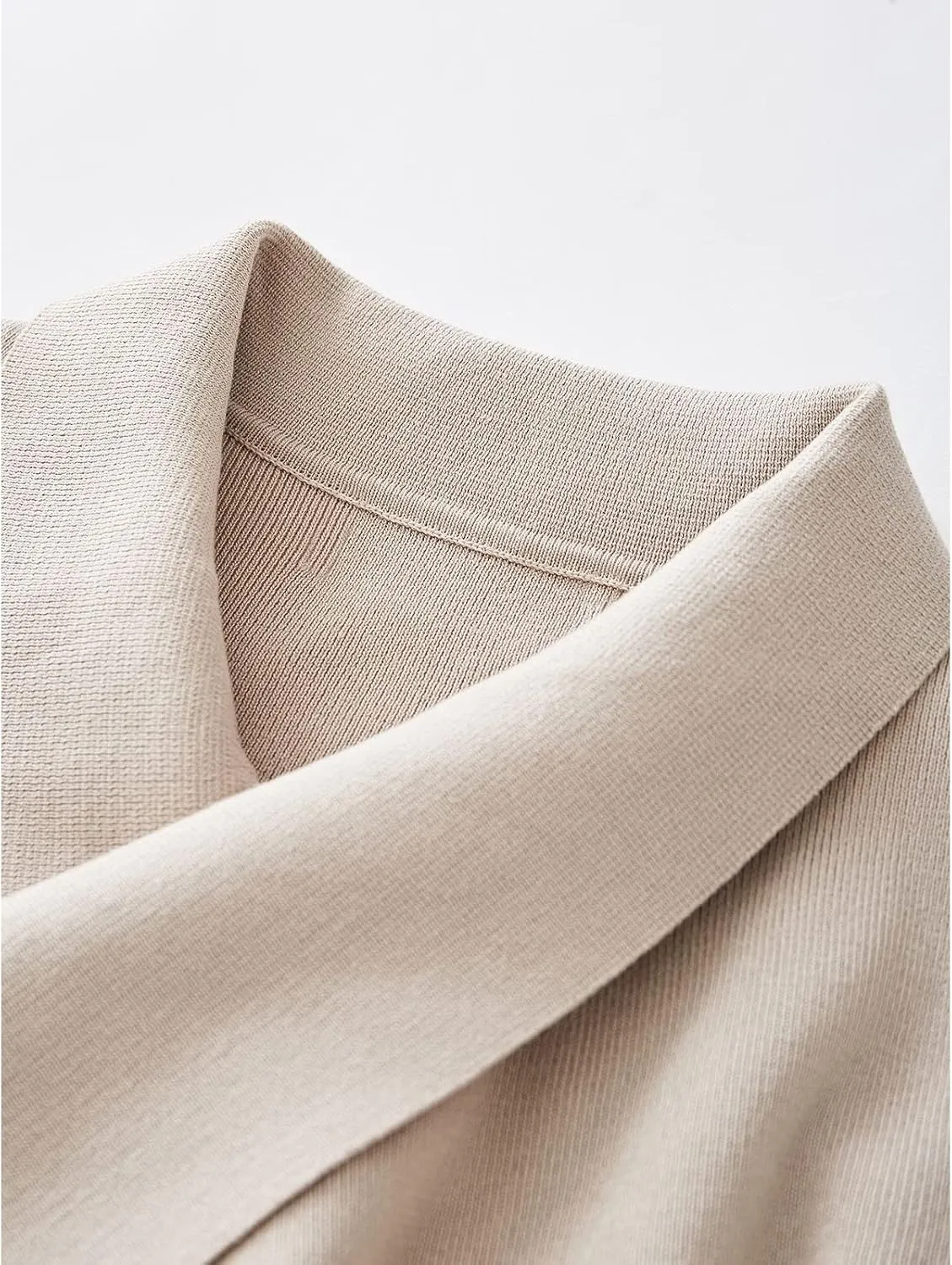 CHICWISH Women's Wide Lapel Tie Waist Knit Cardigan Coatigan Light Jacket