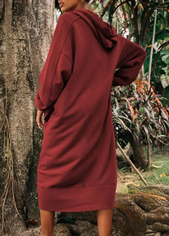 chouyatou Women's Casual Hooded Sweatshirt Dress Loose Oversized Long Sleeve Hoodie Tunic Dress with Pockets