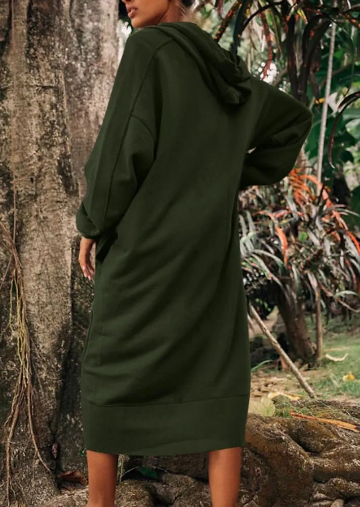 chouyatou Women's Casual Hooded Sweatshirt Dress Loose Oversized Long Sleeve Hoodie Tunic Dress with Pockets