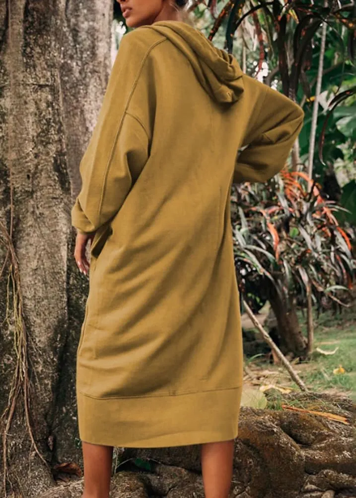 chouyatou Women's Casual Hooded Sweatshirt Dress Loose Oversized Long Sleeve Hoodie Tunic Dress with Pockets