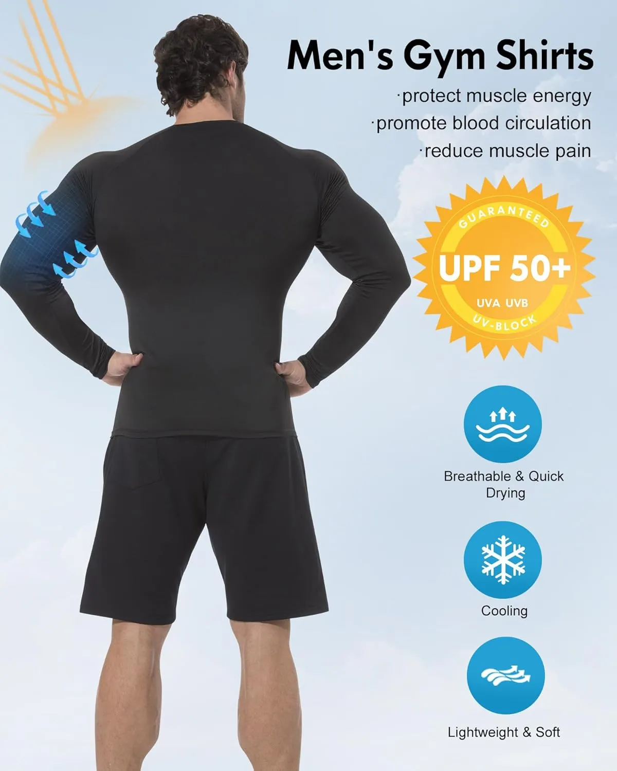 CL convallaria 5 Pack Mens Compression Shirt Workout Rash Guard Long Short Sleeve Undershirts for Athletic Gym Running
