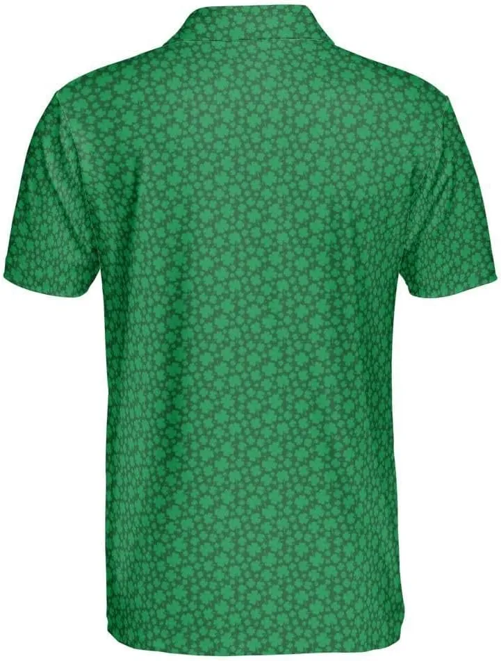 Clover St Patrick's Day Shirt Green Irish Polo Golf Shirts for Men
