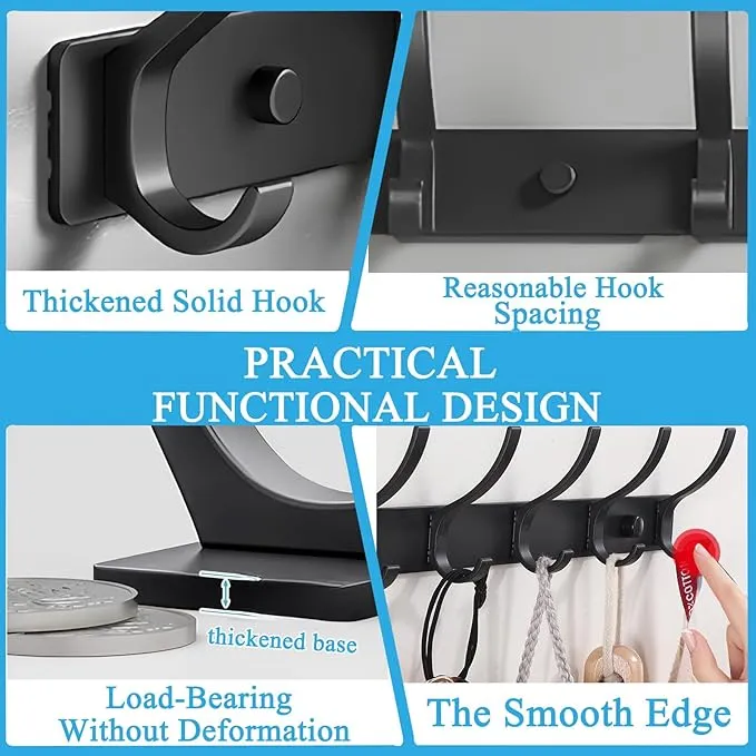 Coat Hangers Wall Mounted with 6 Hooks, Heavy Duty Coat Hooks Wall Mounted Clothes Hat Hooks