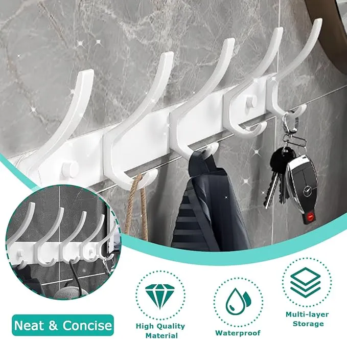 Coat Hangers Wall Mounted with 6 Hooks, Heavy Duty Coat Hooks Wall Mounted Clothes Hat Hooks