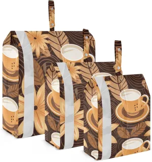 Coffee Cups Flowers Packing Cubes for Suitcases 3 Set Compression Lightweight Luggage Packing Organizers for Carry on Suitcase Travel Accessories Luggage Organizer Bags Set
