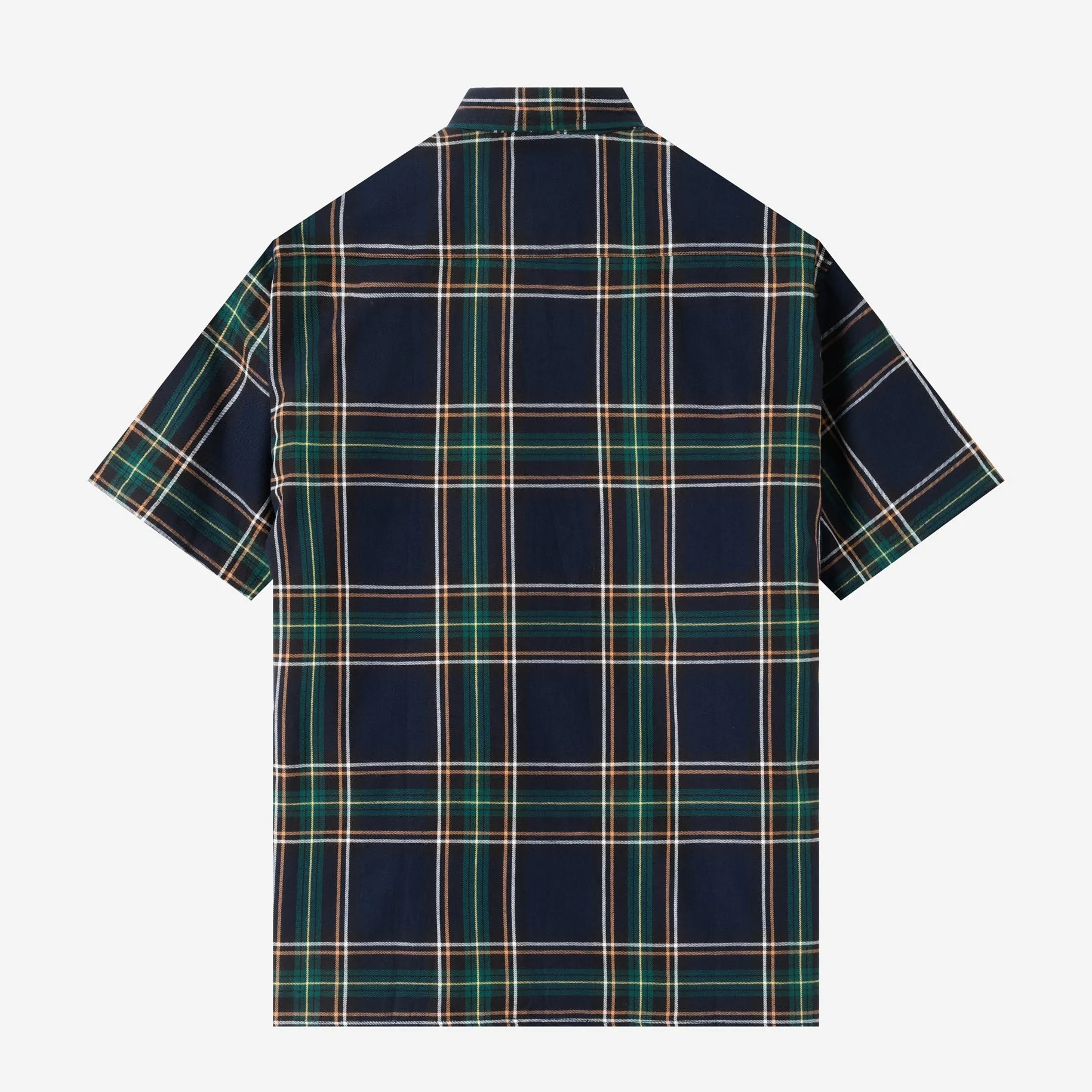 College Days Short Sleeve Plaid Shirt - Navy Green