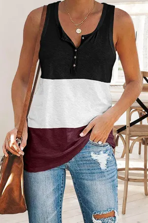 Color Block Casual Button Down Vest