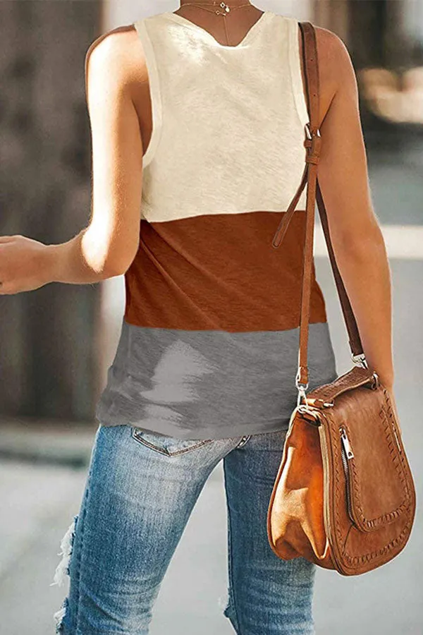 Color Block Casual Button Down Vest