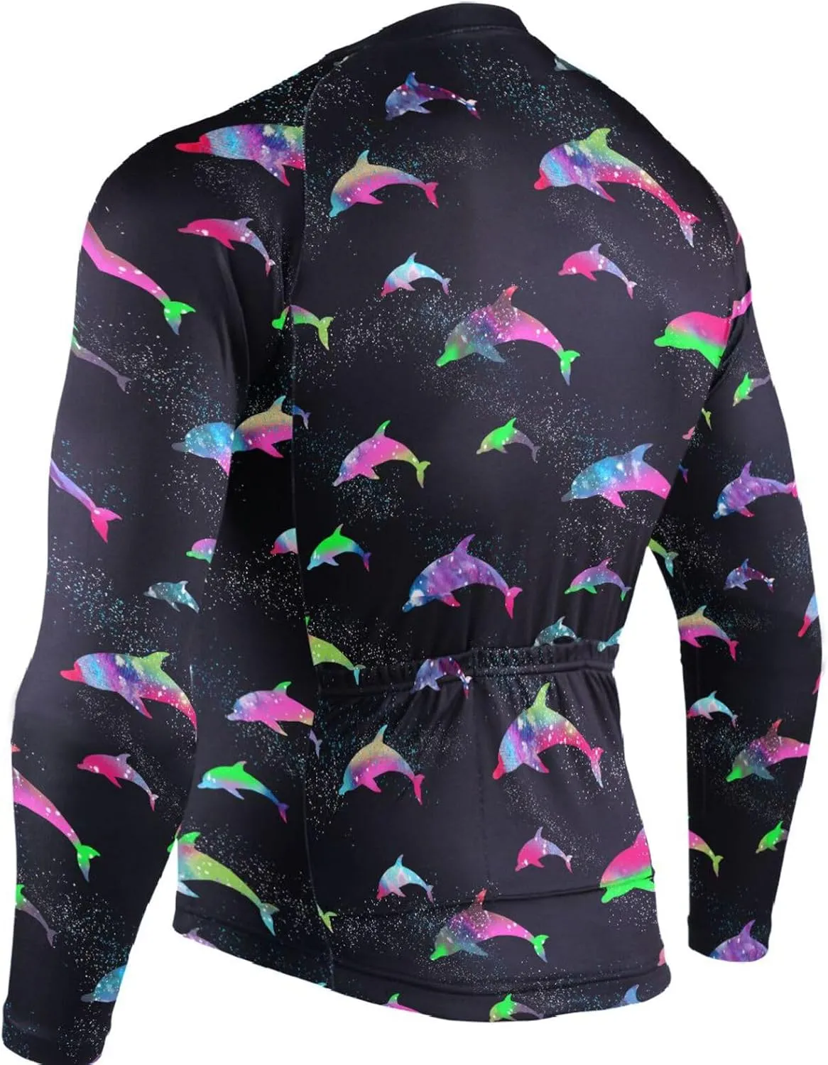 Colorful Dolphins Men's Cycling Jersey Moisture Wicking and Breathable Quick Dry with 3 Rear Pockets