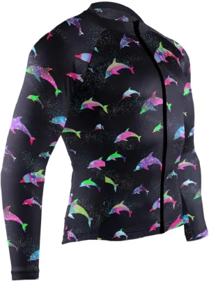 Colorful Dolphins Men's Cycling Jersey Moisture Wicking and Breathable Quick Dry with 3 Rear Pockets