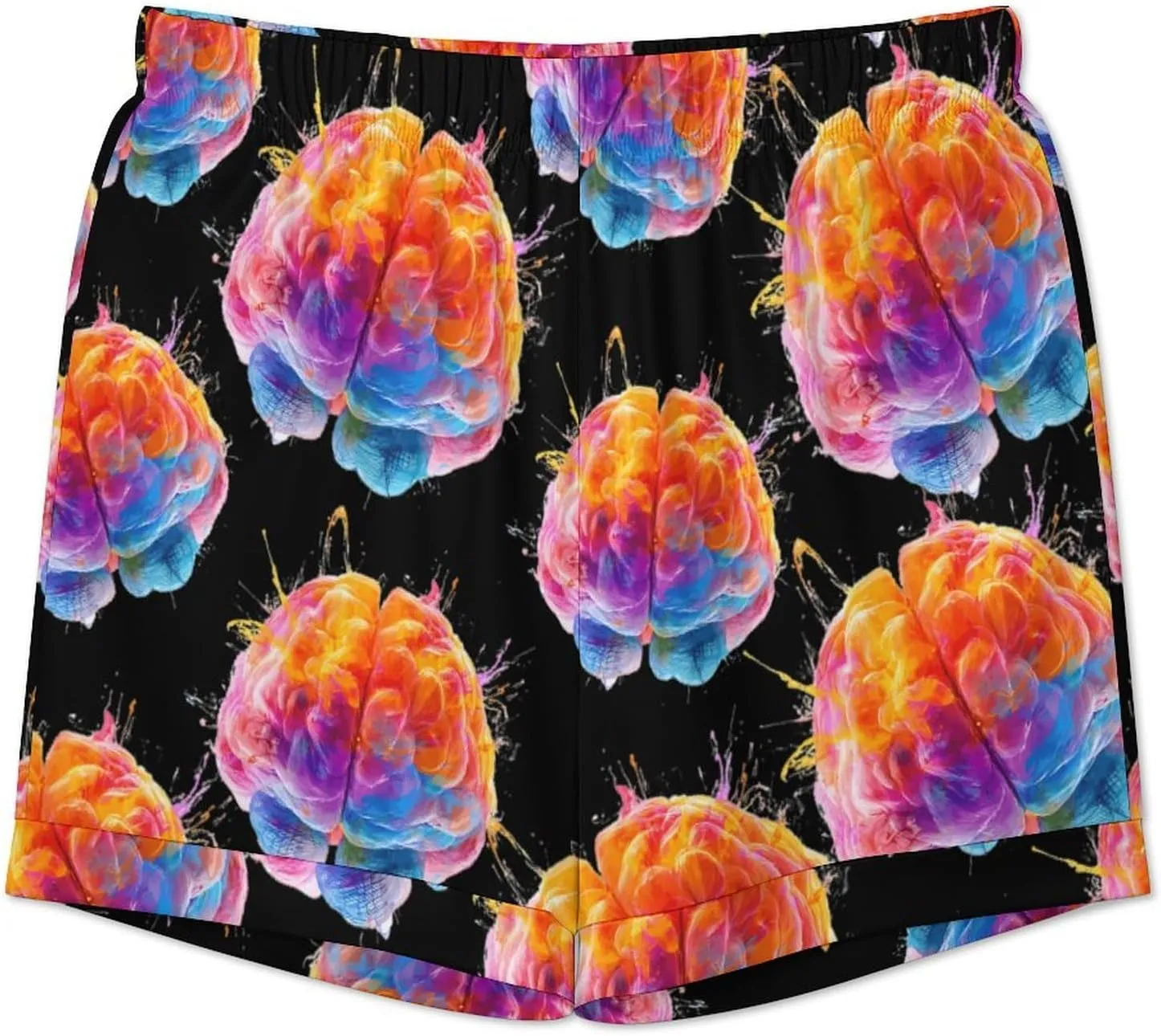 Colorful Human Brain 2 Pcs Pajamas For Women Set Cozy Short Sleeve Sleepwear Nightwear Loungewear