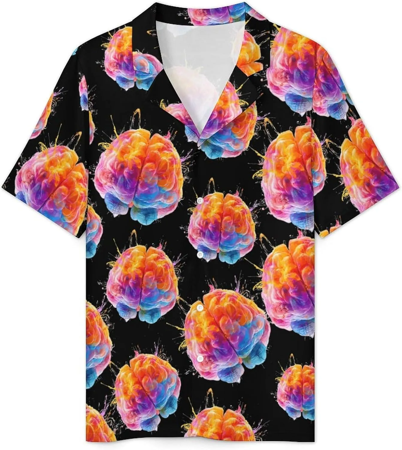 Colorful Human Brain 2 Pcs Pajamas For Women Set Cozy Short Sleeve Sleepwear Nightwear Loungewear