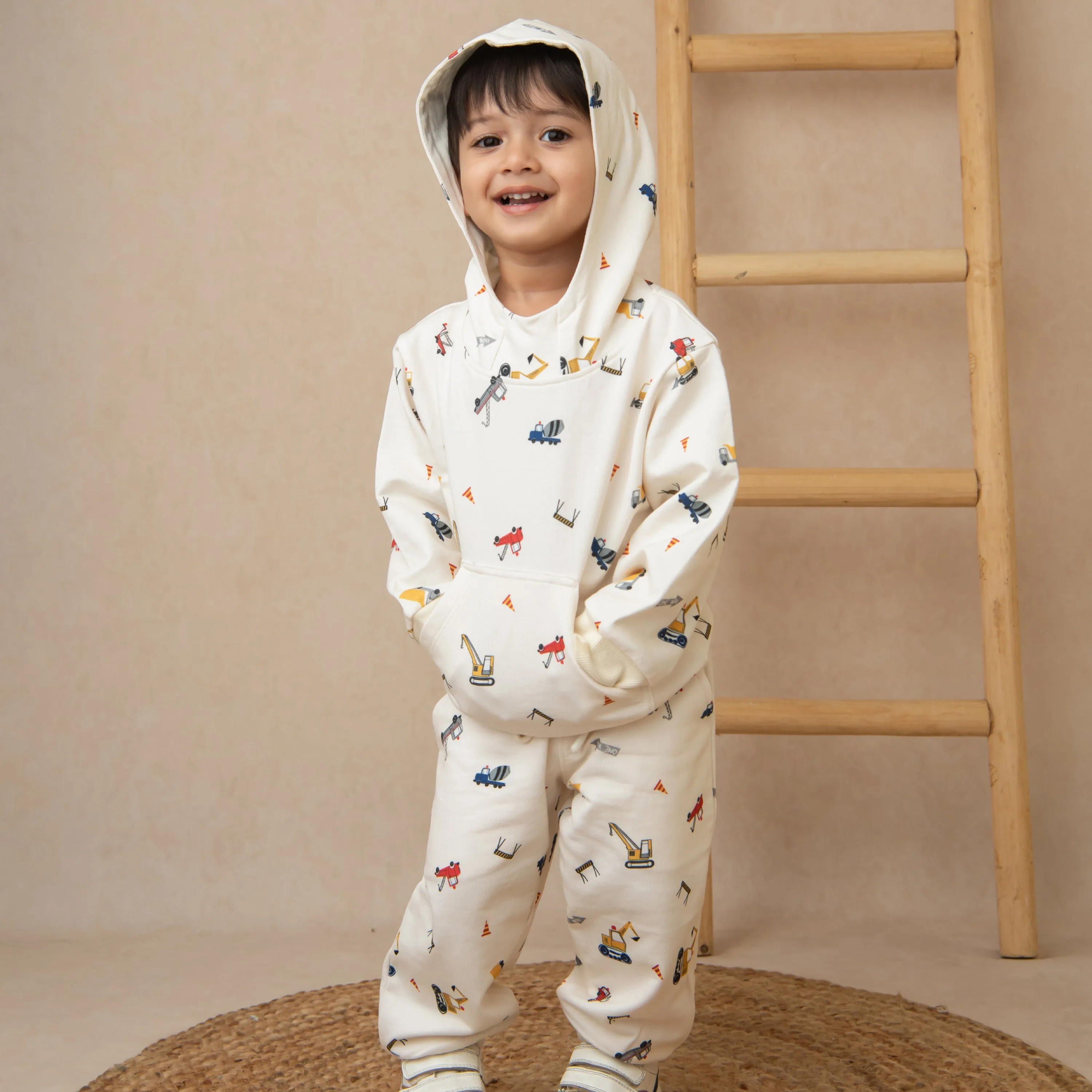 Construction Organic Fleece Over Size Hoodie