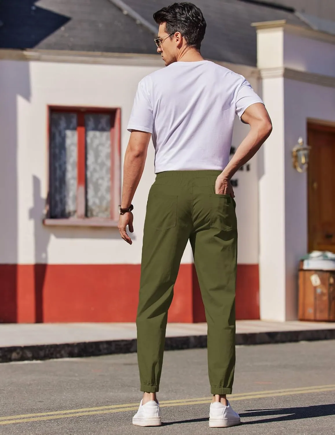 COOFANDY Mens Casual Joggers Pants Elastic Drawstring Chino Cargo Pants Hiking Outdoor Track Sweatpants