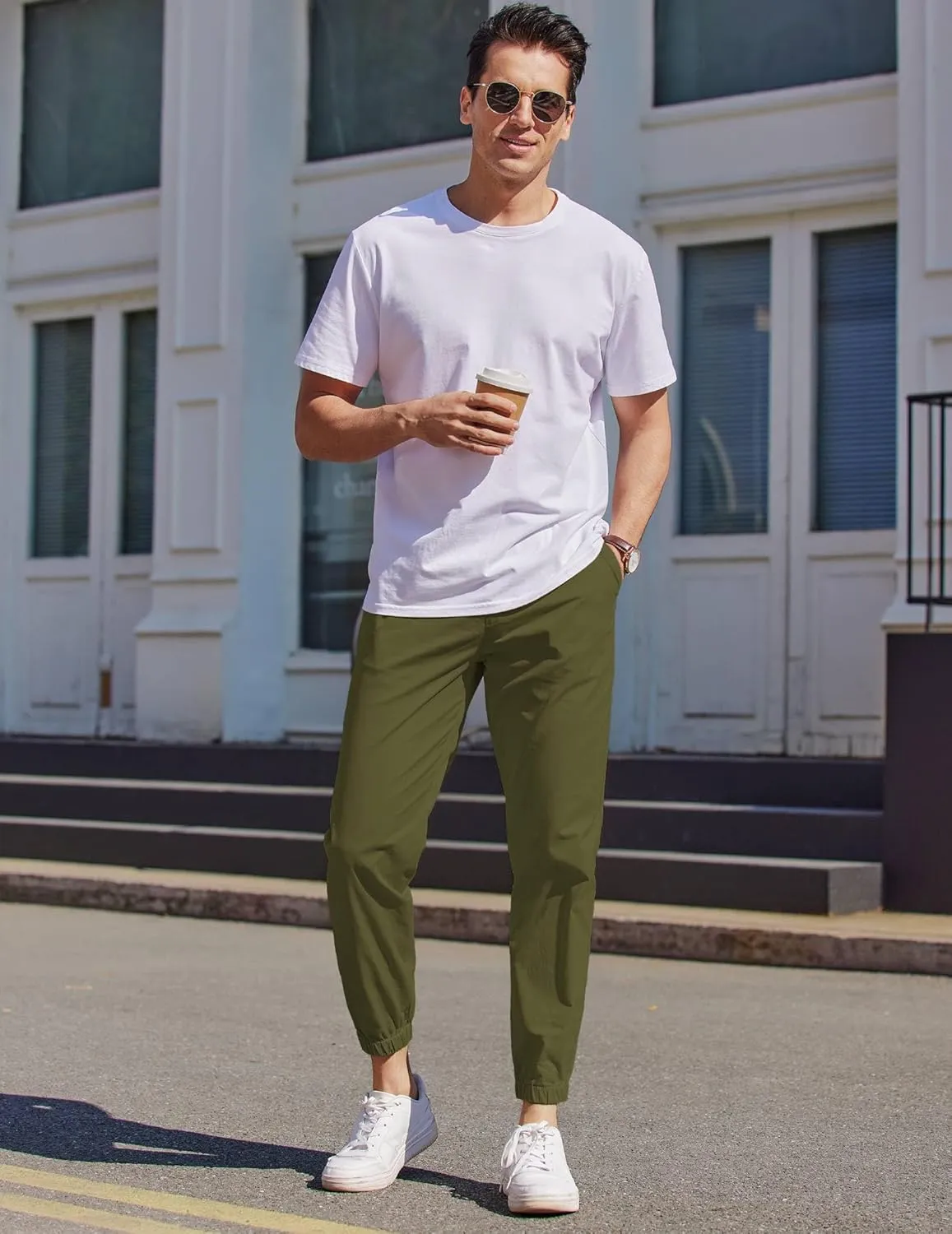 COOFANDY Mens Casual Joggers Pants Elastic Drawstring Chino Cargo Pants Hiking Outdoor Track Sweatpants