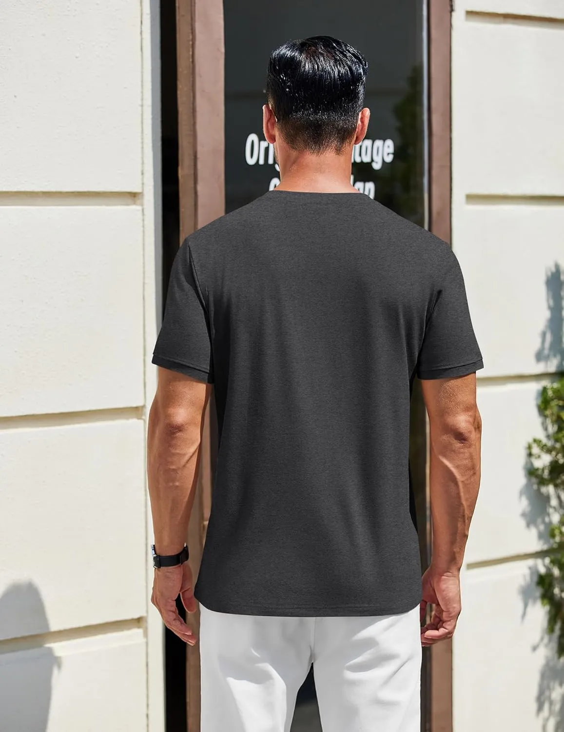 COOFANDY Men's Henley Shirts Cotton Short Sleeve Casual T-Shirt Button Henley Basic Tee Lightweight Summer Top