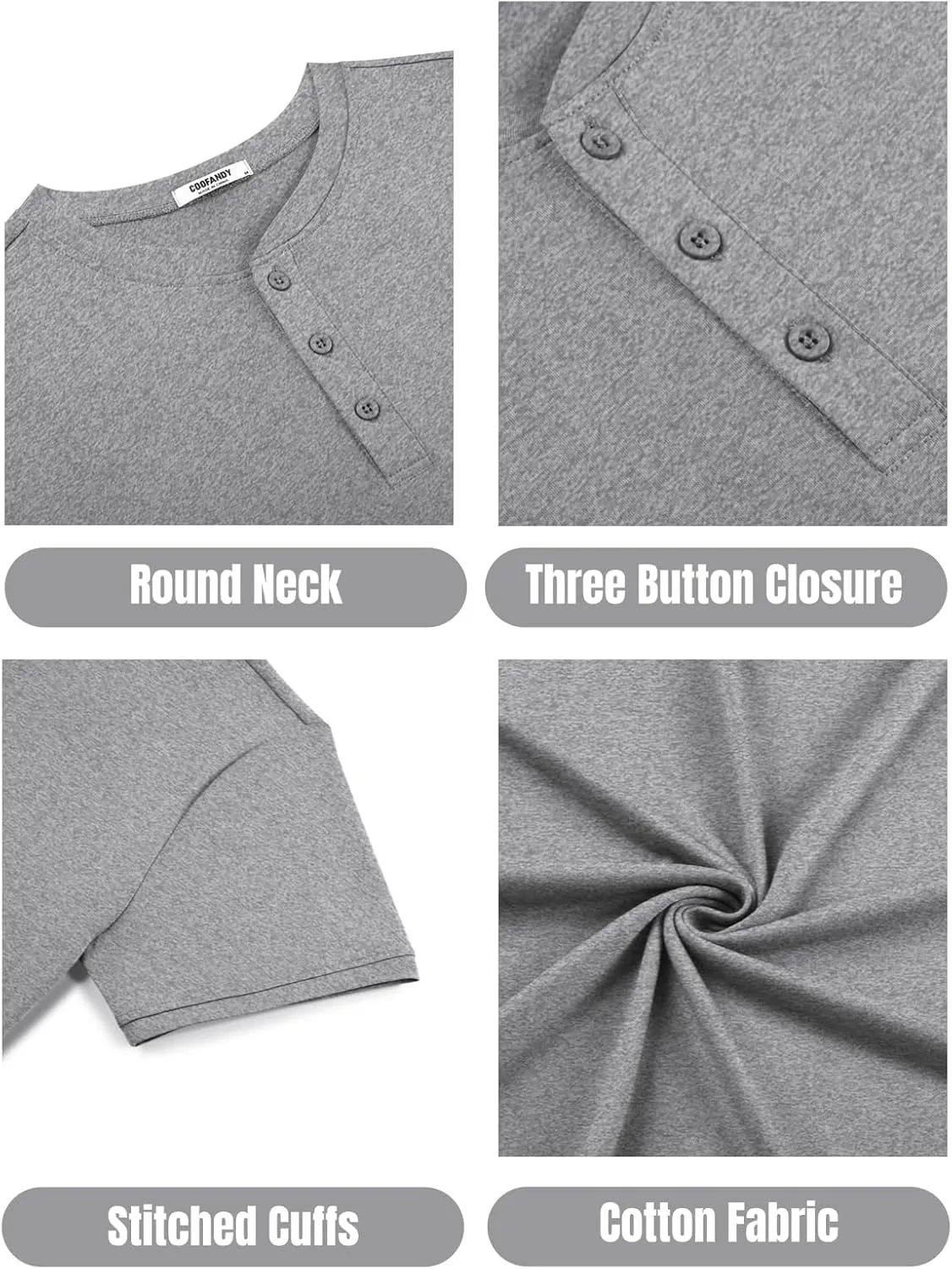 COOFANDY Men's Henley Shirts Cotton Short Sleeve Casual T-Shirt Button Henley Basic Tee Lightweight Summer Top