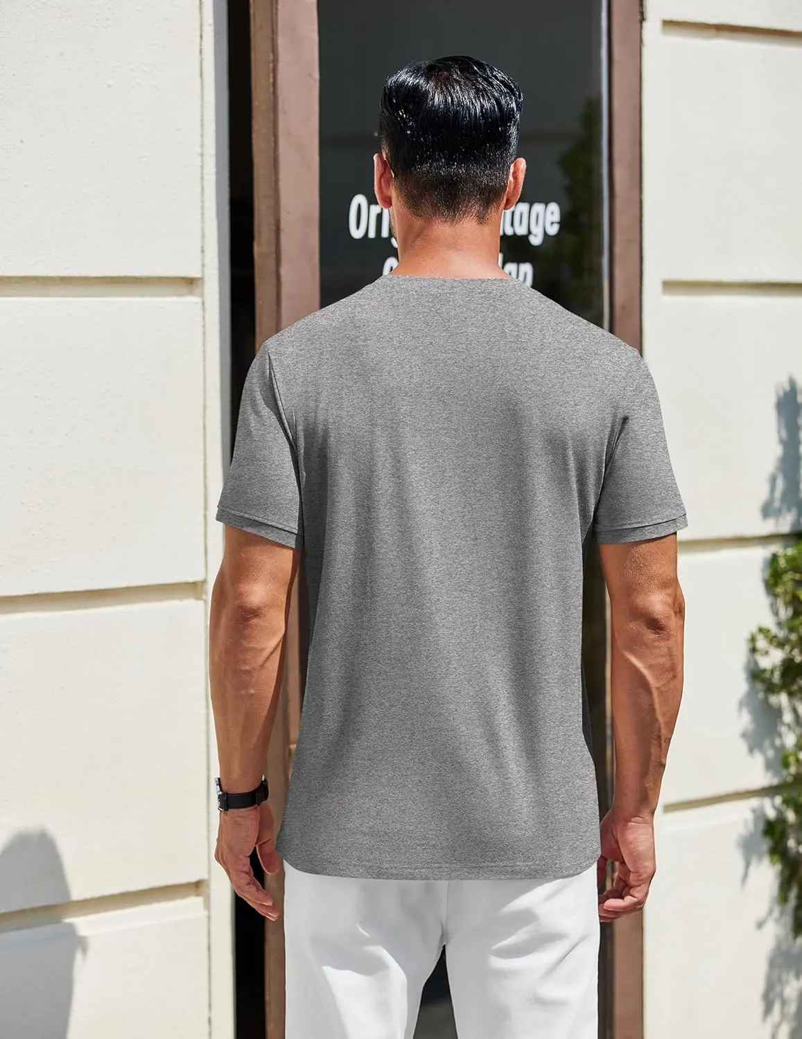 COOFANDY Men's Henley Shirts Cotton Short Sleeve Casual T-Shirt Button Henley Basic Tee Lightweight Summer Top
