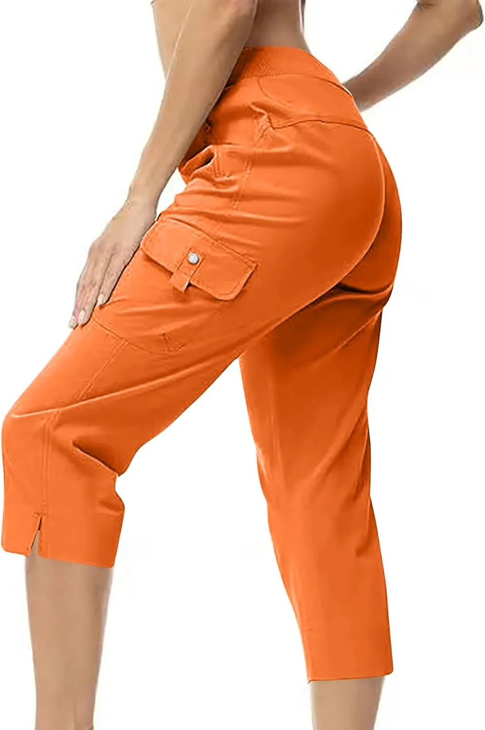 Cotton Capri Pants for Women High Waist Knee Length Cargo Pants Lightweight Trousers Summer Casual Cropped Pants