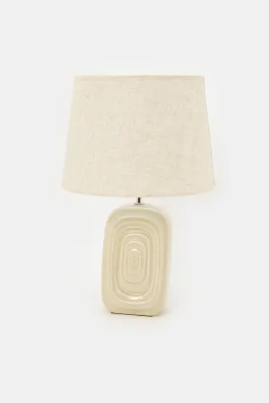 Cream Embossed Base Table Lamp