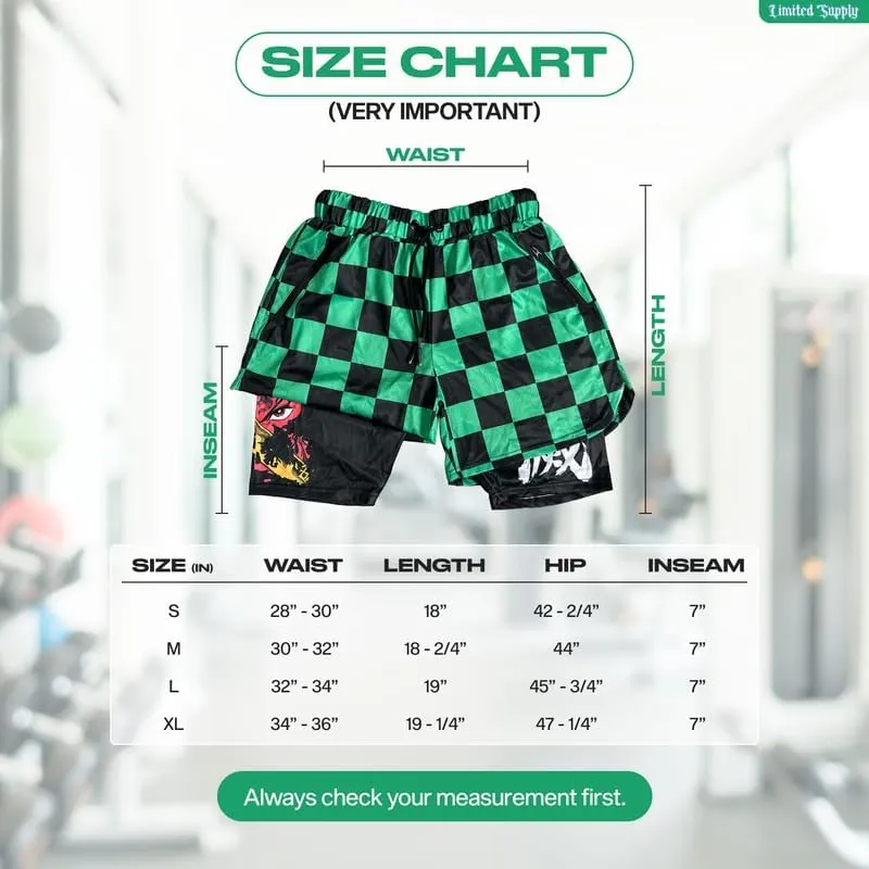 CROWN Anime Shorts - Breathable Mesh Stretch Compression Short with Pockets and Towel Holder