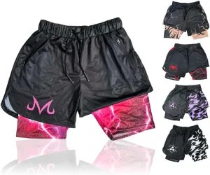 CROWN Anime Shorts - Breathable Mesh Stretch Compression Short with Pockets and Towel Holder