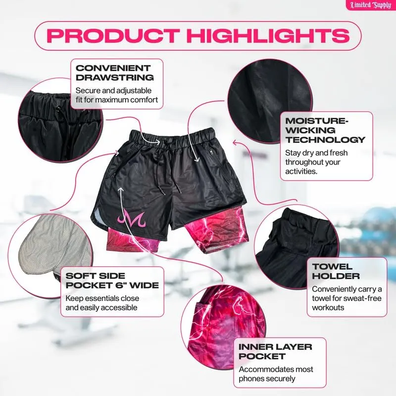 CROWN Anime Shorts - Breathable Mesh Stretch Compression Short with Pockets and Towel Holder