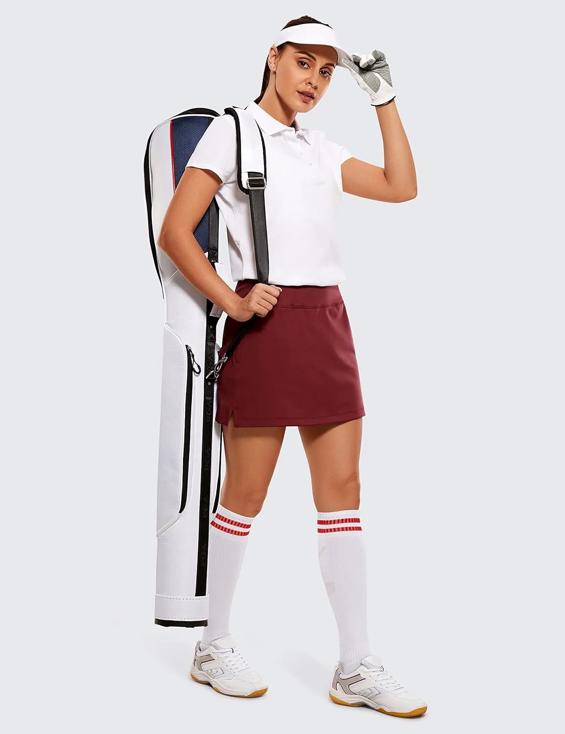 CRZ YOGA Womens Skirt Golf Tennis Skirts with Zip Pockets Stretch Lightweight Casual Athletic Running Skorts