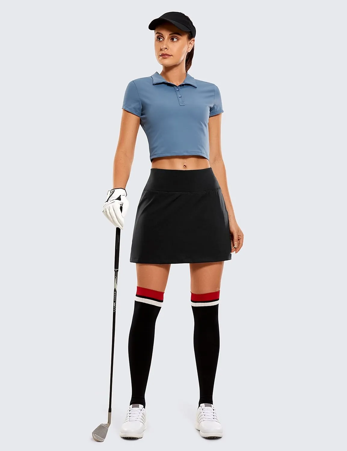 CRZ YOGA Womens Skirt Golf Tennis Skirts with Zip Pockets Stretch Lightweight Casual Athletic Running Skorts