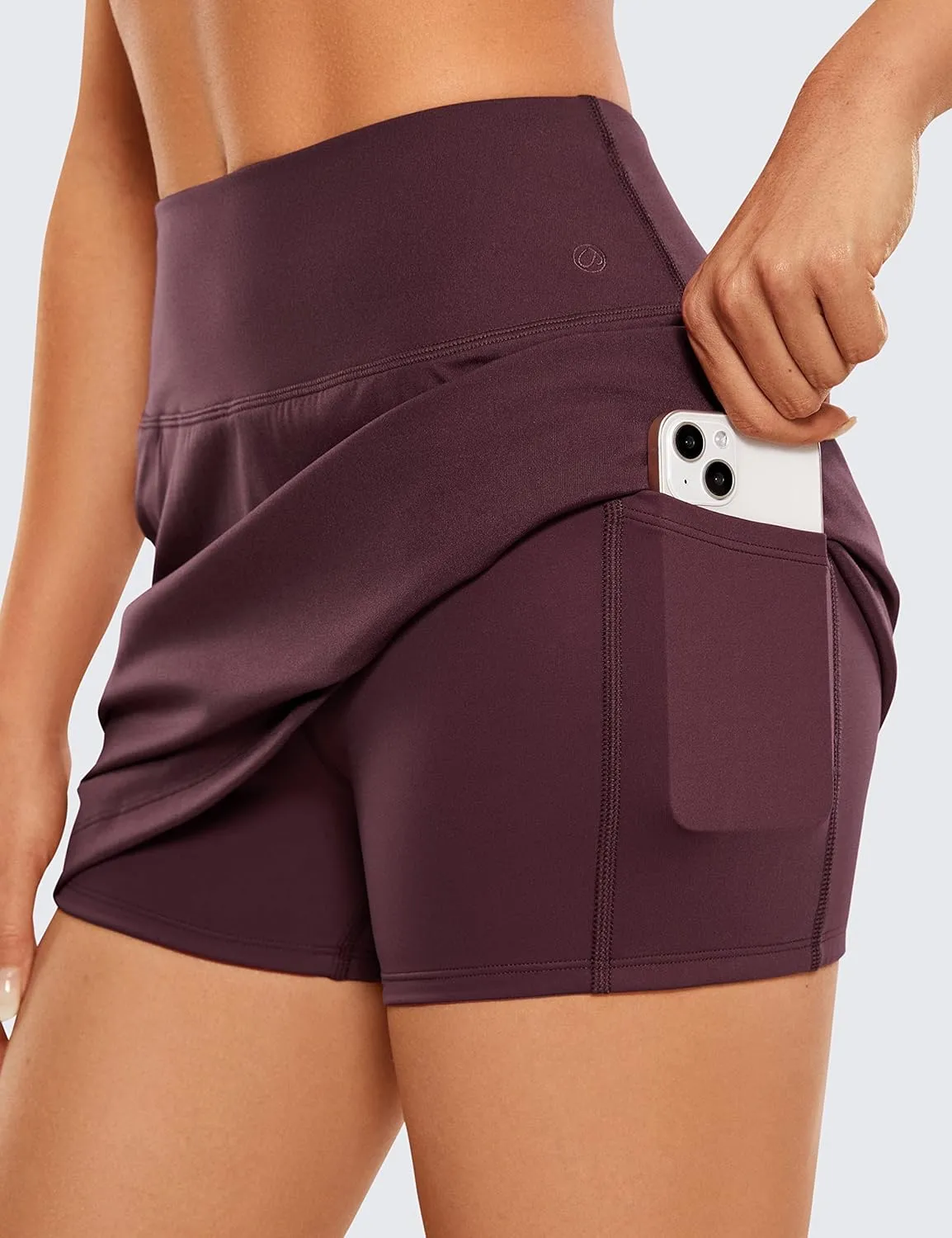 CRZ YOGA Womens Skirt Golf Tennis Skirts with Zip Pockets Stretch Lightweight Casual Athletic Running Skorts