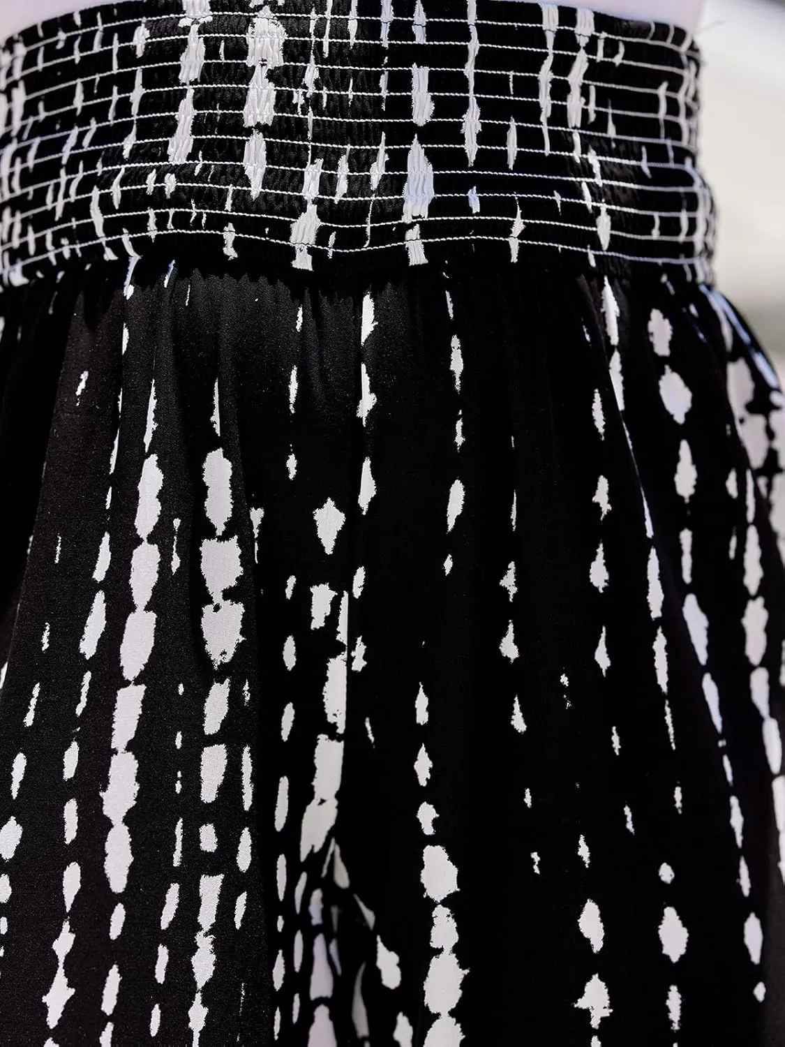 CUPSHE Women Pants Abstract Smocked Waist Long Pant Wide Leg Pant Casual