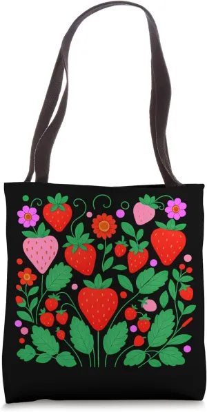 Cute & sweet Botanical Fruitarian Berry Strawberries Fruity Tote Bag