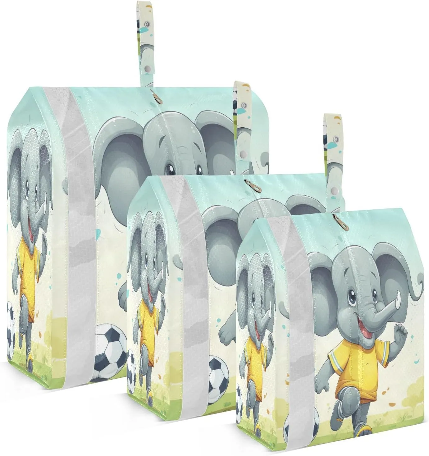 Cute Cartoon Soccer Elephant Packing Cubes for Suitcases 3 Set Compression Lightweight Luggage Packing Organizers for Carry on Suitcase Travel Accessories Luggage Organizer Bags Set