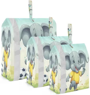 Cute Cartoon Soccer Elephant Packing Cubes for Suitcases 3 Set Compression Lightweight Luggage Packing Organizers for Carry on Suitcase Travel Accessories Luggage Organizer Bags Set