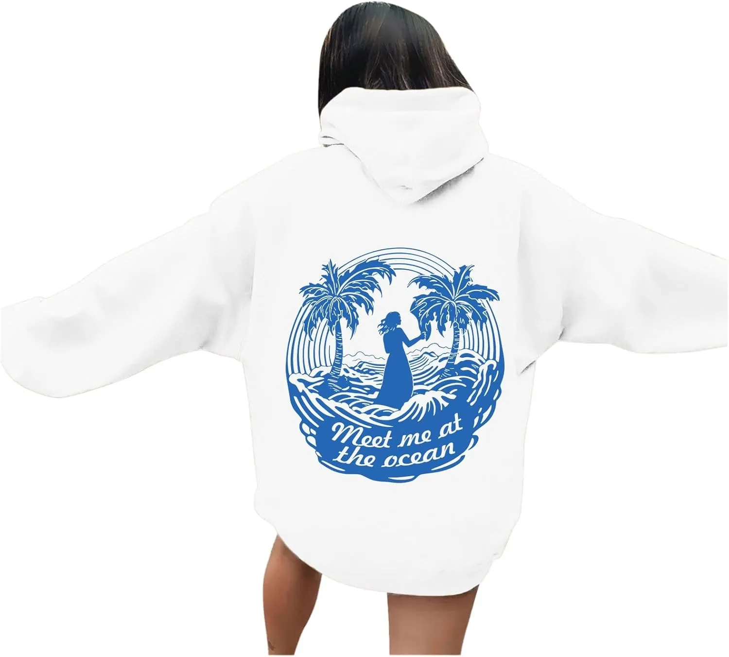 Cute Hoodies Womens Pink Graphic Oversized Hoodies Letter Print Casual Long Sleeve Drawstring Pullover Tops
